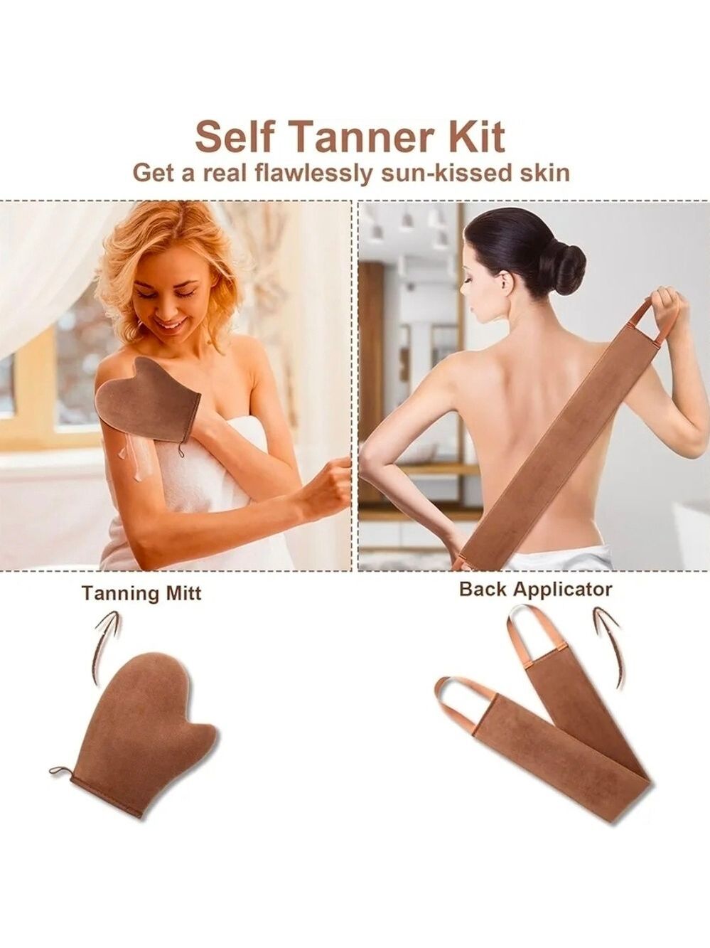 Brown Exfoliating Mitt and Back Scrubber Set - Picture 3 of 9